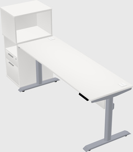Dual motor electric desk w/cabinet