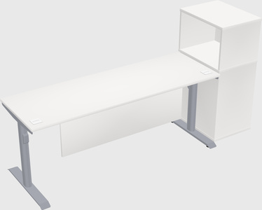 Dual motor electric desk w/cabinet