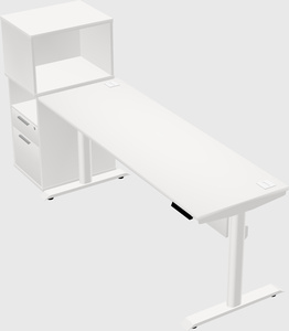 Dual motor electric desk w/cabinet