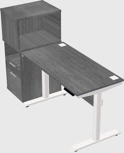 Dual motor electric desk w/cabinet