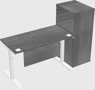 Dual motor electric desk w/cabinet