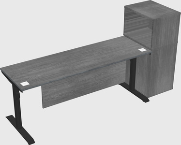 Dual motor electric desk w/cabinet