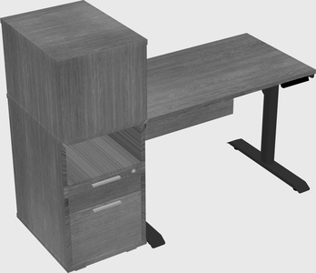 Dual motor electric desk w/cabinet