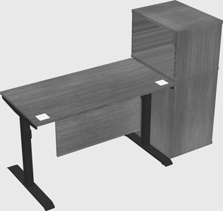 Dual motor electric desk w/cabinet