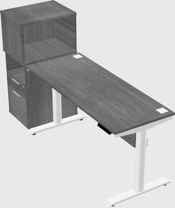 Dual motor electric desk w/cabinet