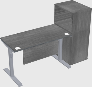 Dual motor electric desk w/cabinet