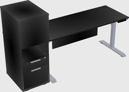 Dual motor electric desk w/cabinet