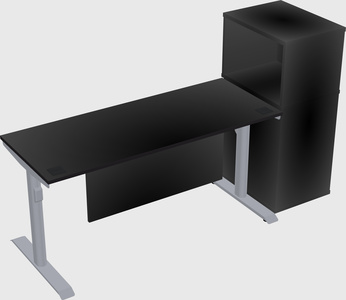 Dual motor electric desk w/cabinet
