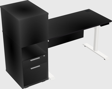 Dual Motor Electric Desk W/cabinet