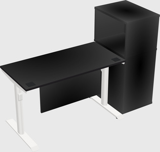 Dual motor electric desk w/cabinet