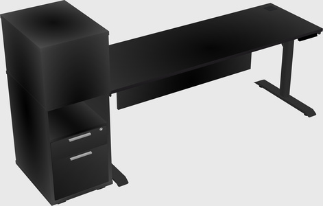 Dual motor electric desk w/cabinet