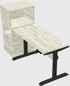 Dual motor electric desk w/cabinet