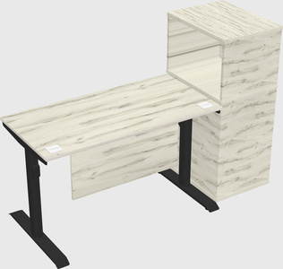 Dual motor electric desk w/cabinet