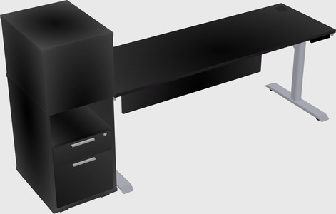 Dual motor electric desk w/cabinet