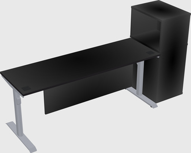 Dual motor electric desk w/cabinet