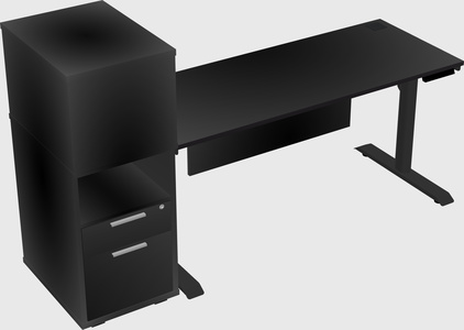 Dual motor electric desk w/cabinet