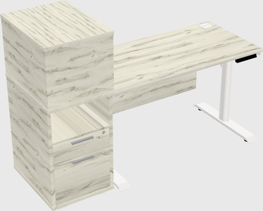 Dual motor electric desk w/cabinet