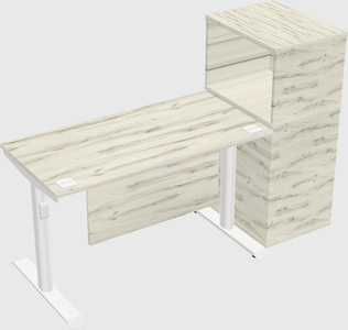 Dual motor electric desk w/cabinet