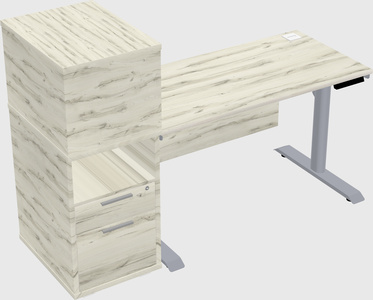 Dual motor electric desk w/cabinet