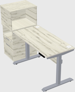 Dual motor electric desk w/cabinet