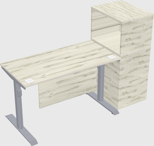 Dual motor electric desk w/cabinet