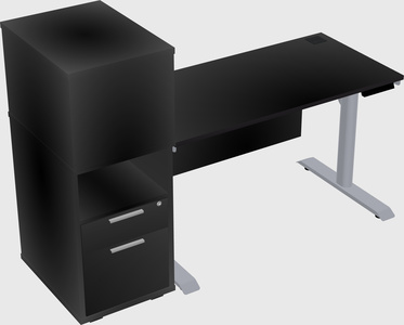 Dual motor electric desk w/cabinet