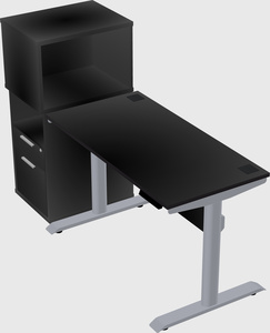 Dual motor electric desk w/cabinet
