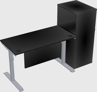 Dual motor electric desk w/cabinet