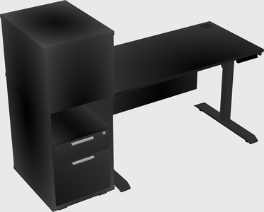 Dual motor electric desk w/cabinet