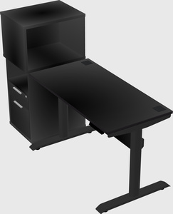Dual motor electric desk w/cabinet
