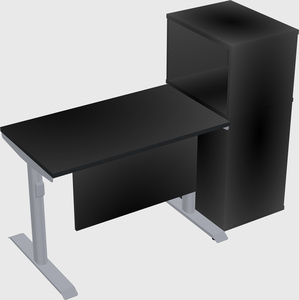 Dual motor electric desk w/cabinet