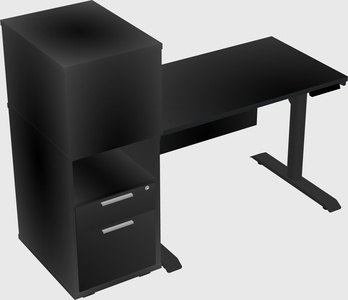 Dual motor electric desk w/cabinet
