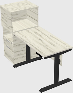 Dual motor electric desk w/cabinet