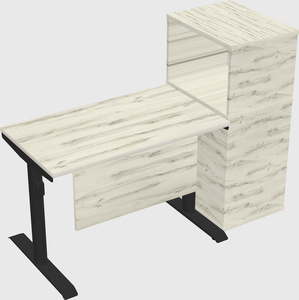 Dual motor electric desk w/cabinet