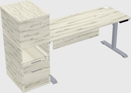 Dual motor electric desk w/cabinet