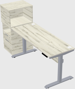 Dual motor electric desk w/cabinet