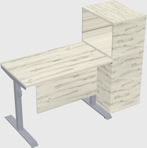 Dual motor electric desk w/cabinet