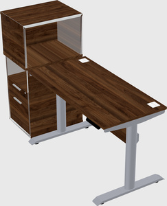 Dual motor electric desk w/cabinet