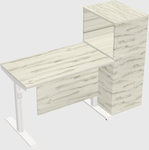 Dual motor electric desk w/cabinet