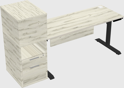 Dual motor electric desk w/cabinet