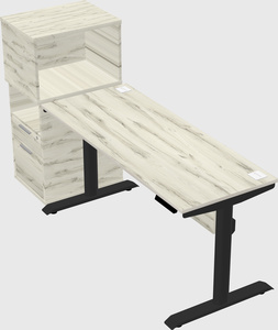 Dual motor electric desk w/cabinet