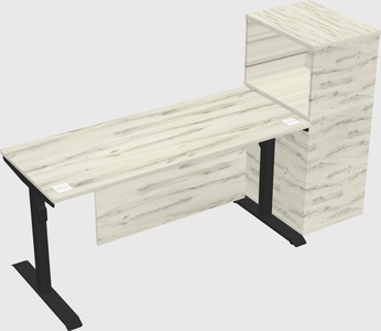 Dual motor electric desk w/cabinet