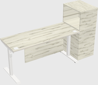 Dual motor electric desk w/cabinet