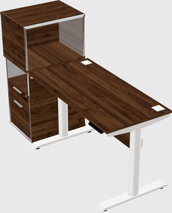 Dual motor electric desk w/cabinet