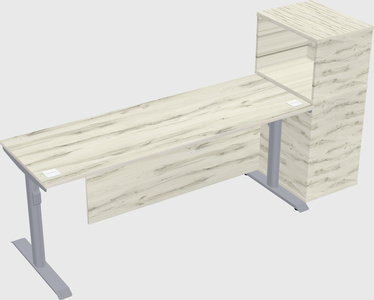 Dual motor electric desk w/cabinet