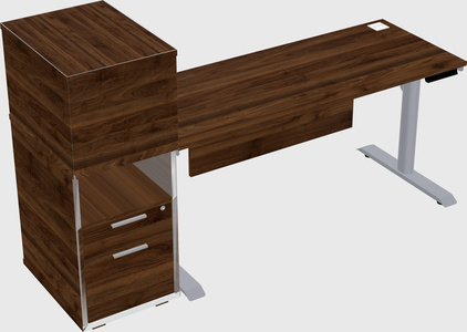 Dual motor electric desk w/cabinet