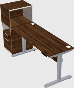 Dual motor electric desk w/cabinet