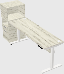 Dual motor electric desk w/cabinet