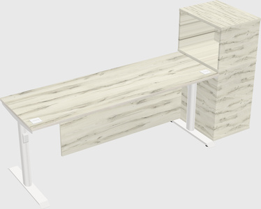 Dual motor electric desk w/cabinet