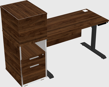 Dual motor electric desk w/cabinet
